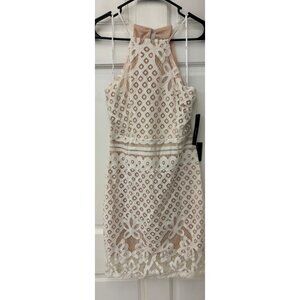 Lulus Crochet Lace Halter Dress With Nude Lining "Steel A Kiss"